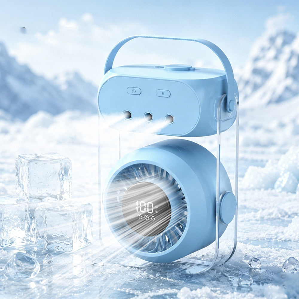 Water Cooling Fan with 3 Mist Sprayers 200 Speed LED Digital Screen Portable Fan for Personal Use