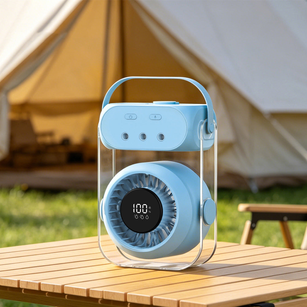 Water Cooling Fan with 3 Mist Sprayers 200 Speed LED Digital Screen Portable Fan for Personal Use