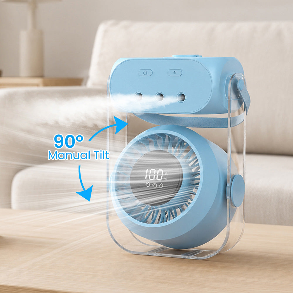 Water Cooling Fan with 3 Mist Sprayers 200 Speed LED Digital Screen Portable Fan for Personal Use