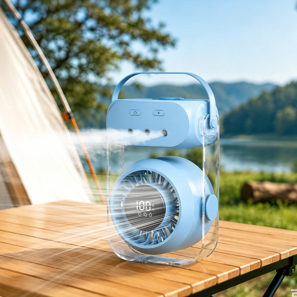 Water Cooling Fan with 3 Mist Sprayers 200 Speed LED Digital Screen Portable Fan for Personal Use