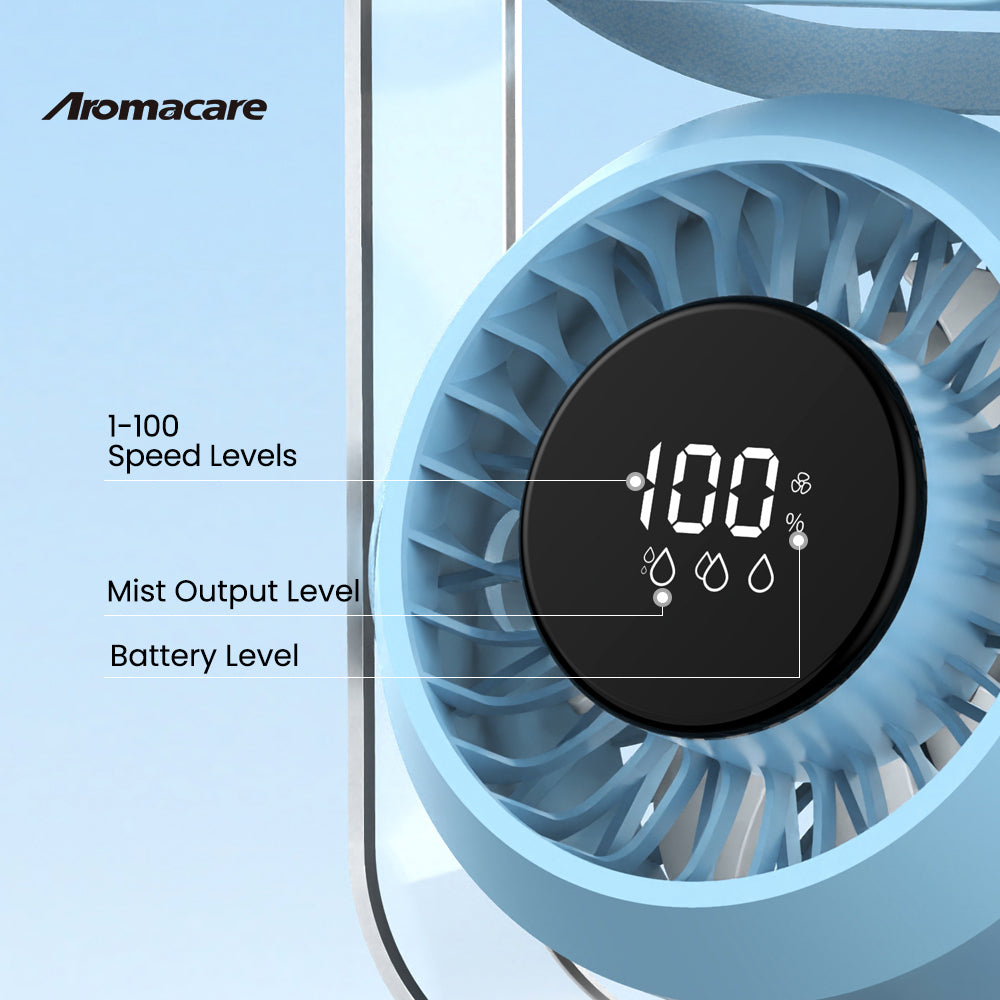Water Cooling Fan with 3 Mist Sprayers 200 Speed LED Digital Screen Portable Fan for Personal Use