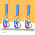 Cute Stitch Surfboard Keychain – Cartoon Silicone Key Ring with Wrist Strap | Blue Character Bag Charm