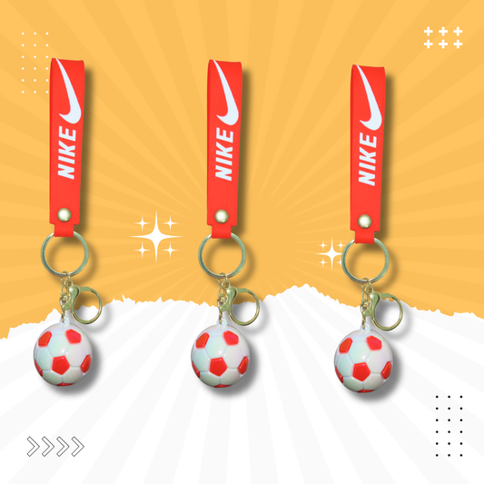 Gantungan Kunci Silikon Bola Sepak 3D dengan Tali Pergelangan Tangan – Cincin Kunci Bola Sepak, Azimat Beg Sukan & Pemegang Kunci