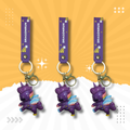 Cute Purple Unicorn Silicone Keychain with Wrist Strap – Kawaii Cartoon Pegasus Key Ring & Bag Charm